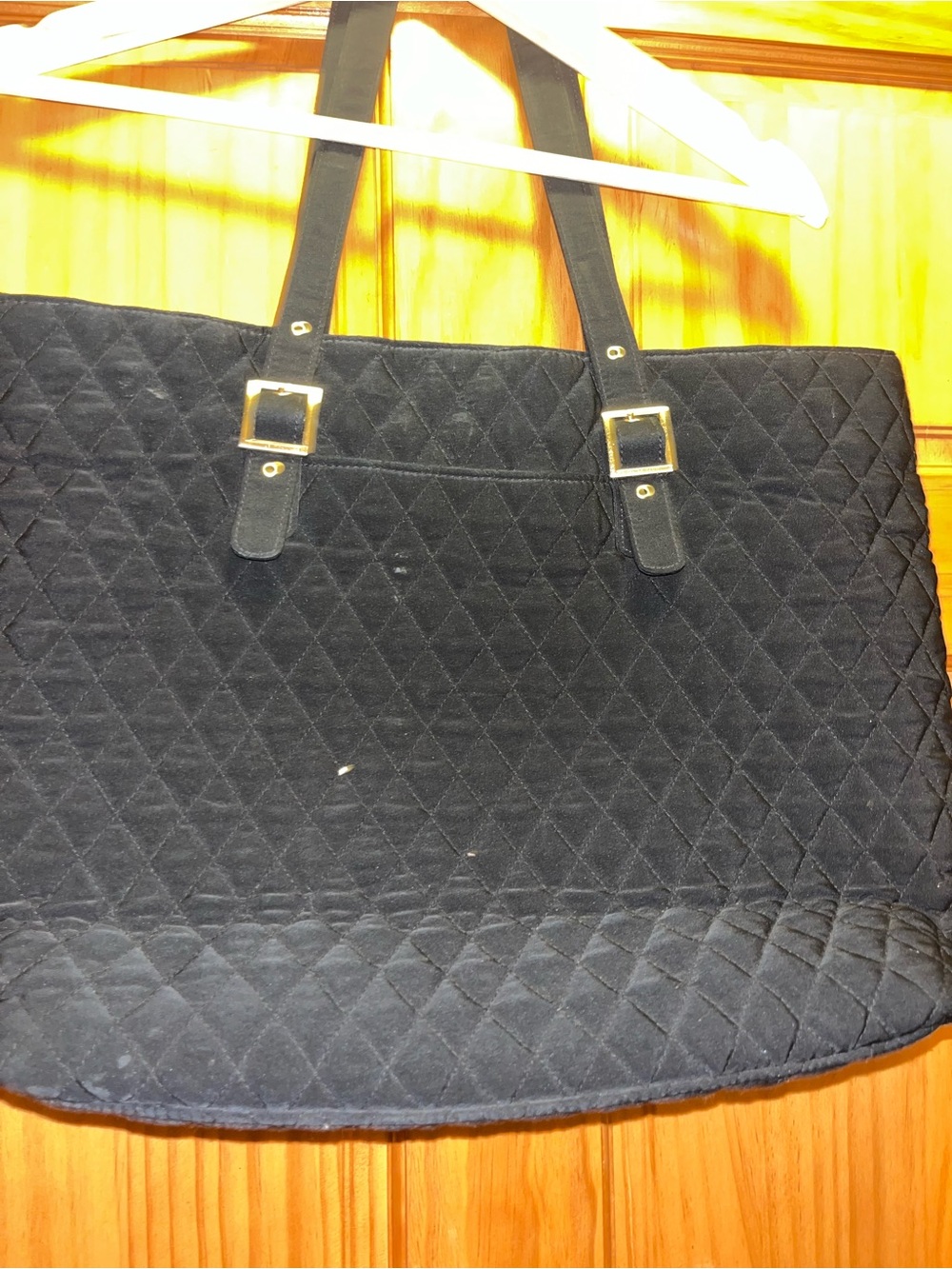 Quilted Black Tote Bag with Gold Buckle Accents Vera bradley